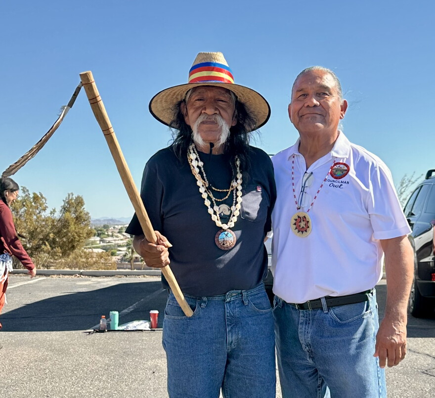 Ivan Bender on the left, and on the right Fort Yuma Quechan Indian Tribe Council member Faron Owl.