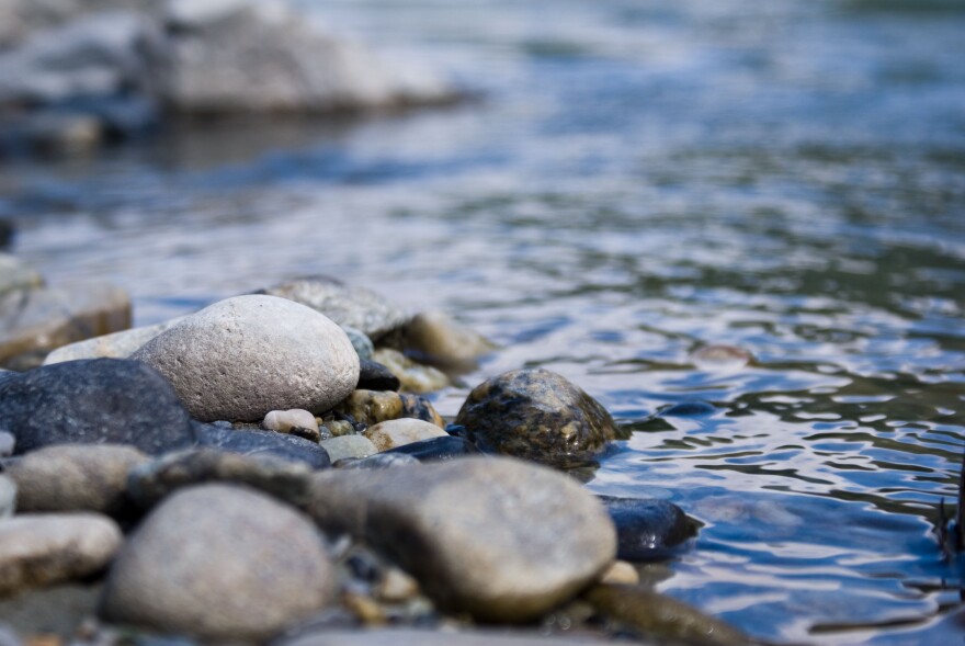A closeup shot of the cobble on the seaside against blur background