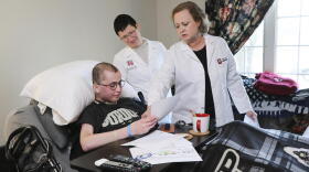 Tyler Trent speaks with Indiana University researchers at his home, one month before his death.