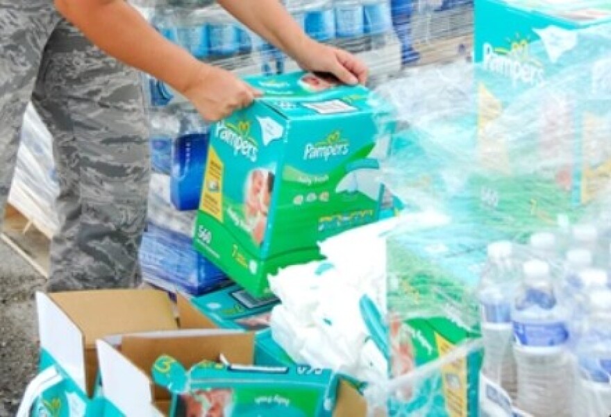 Stocking up on disaster supplies before a hurricane.