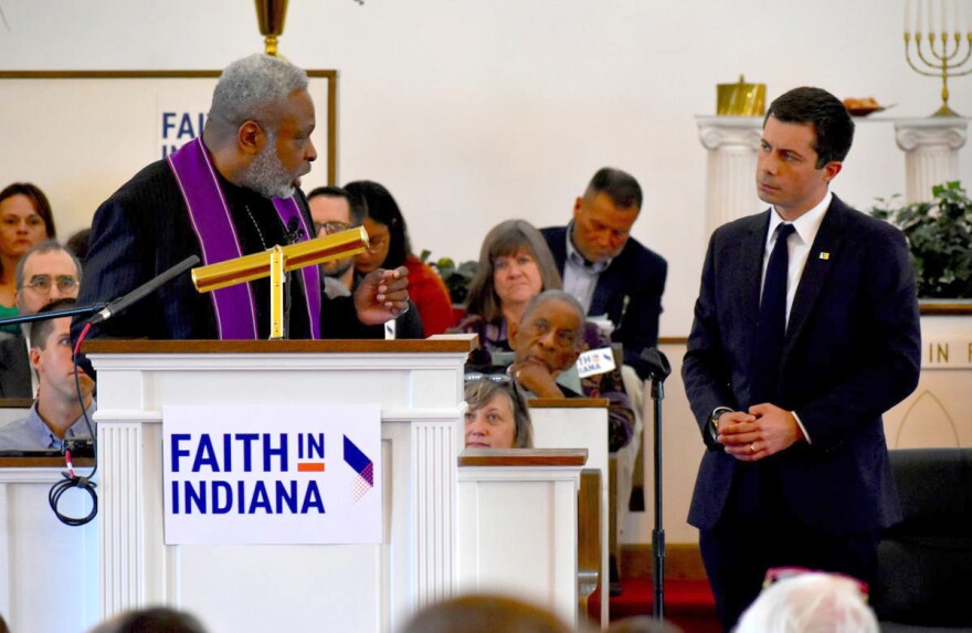 Rev. Gilbert Washington asks South Bend Mayor Pete Buttigieg questions on behalf of Faith in Indiana.