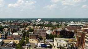 Downtown Bridgeport Connecticut looking Northwest towards The Hollow on , July 26, 2023.