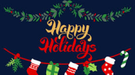 image that displays the words Happy Holidays with Christmas Decorations