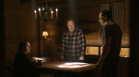 Kate O’Flynn, Stephen Root, and Matthew Rhys in ‘Widow’s Bay.’