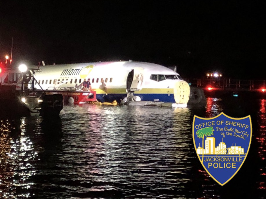 A plane arriving in Jacksonville, Fla., skidded into the St. Johns River on Friday night.