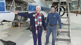 In this 2019 photo made available by NASA, Mercury 13 astronaut trainee Wally Funk visits the Glenn Research Center at Lewis Field in Cleveland, Ohio. 