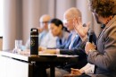 Scott House, Senior Director of Partner Services at the Park City Chamber of Commerce and Visitors Bureau, moderates a panel about the future of snow-reliant tourism in Utah May 10, 2026, at the Zions Bank Wasatch Back Economic Summit.