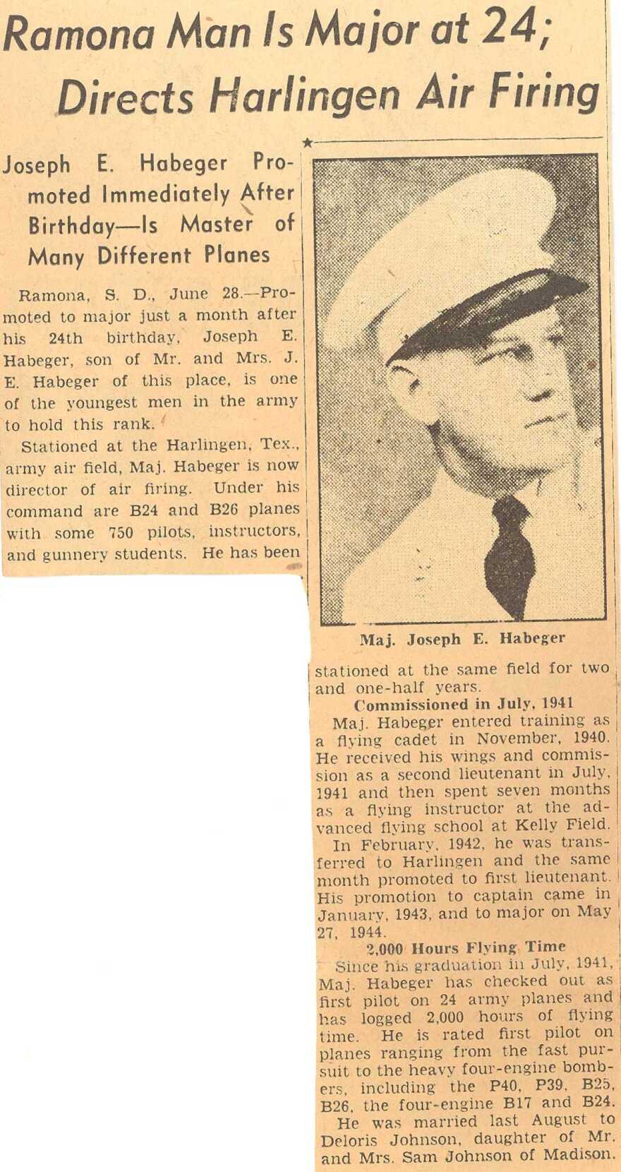 image of a newspaper article with photo of Habeger