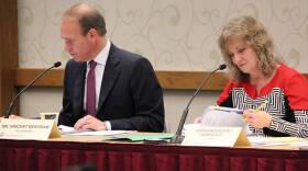 State Board of Education member Vince Bertram and state superintendent Glenda Ritz listen during the a meeting in June 2015.