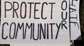 A sign at the UCF vigil honoring the Atlanta mass shooting victims. / Photo by:  Danielle Prieur.