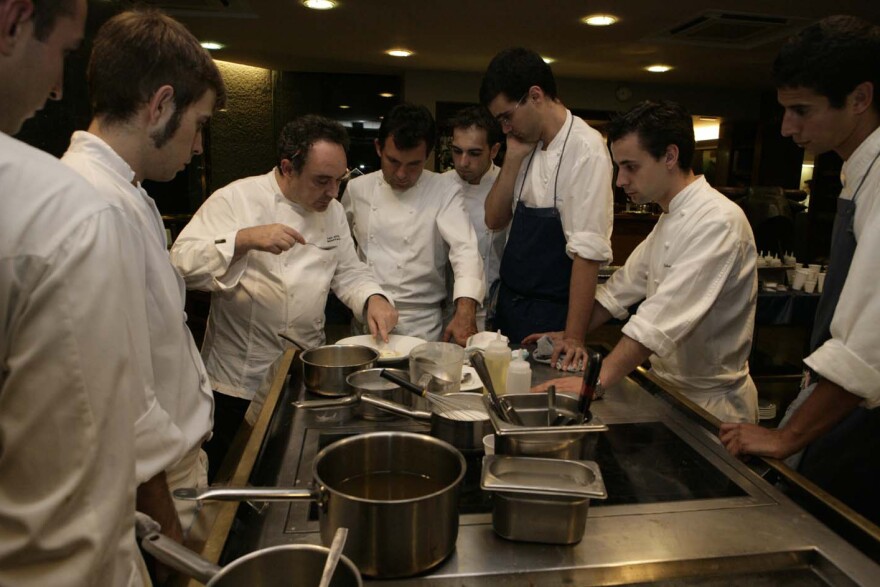 Ferran Adrià with his team at El Bulli.