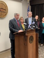 Missouri Gov. Mike Parson announces the state's first case of COVID-19 in St. Louis County.