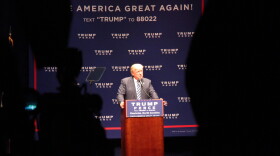 Donald Trump speaking Wednesday at McGlohon Theatre.