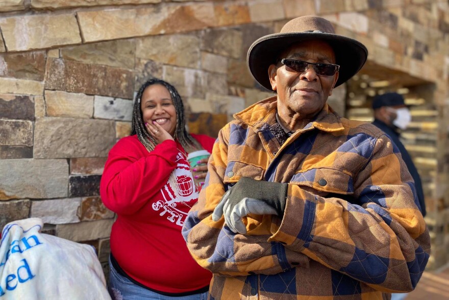 Freedmen descendants and supporters gather outside Muscogee Nation District Court on Thursday.