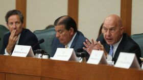 State Sens. Kelly Hancock, Eddie Lucio Jr. and John Whitmire participate in a Senate hearing on school security in June.