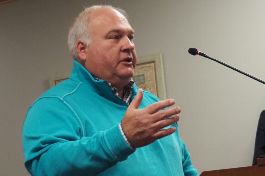 Lobbyist Jim Purucker testifies in committee on Tuesday, March 25, 2025.