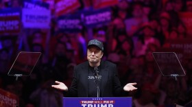 Elon Musk speaks before Republican presidential nominee former President Donald Trump at a campaign rally at Madison Square Garden, Sunday, Oct. 27, 2024, in New York. Musk has signaled his support for Republican state legislative and judicial candidates in Texas by donating to Texans for Lawsuit Reform and now the Judicial Fairness PAC.