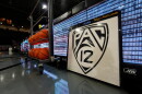 The PAC-12 logo is displayed, March 3, 2024, in Boulder, Colo. 
