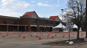 The East Bluff COVID-19 test site set up in the old Kroger parking lot on Monday, April 20, 2020.