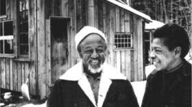 Activists Wally and Juanita Nelson in an archival photo likely from the '70's or early '80's at their cabin in Deerfield, Mass.