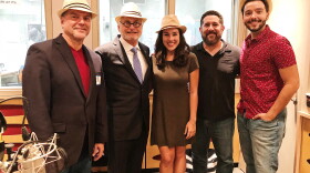 Pianist Antulio Mora, composer Richard Kagan, actress Elaine Flores, host of Sundial Luis Hernandez, and actor Bruno Fria at the WLRN Studios on Oct. 8. (left to right) 