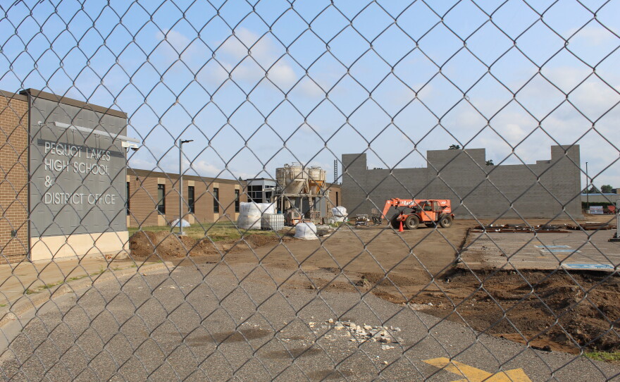 Pequot Lakes' main campus is under construction July 21, 2026. Voters approved a building referendum in April 2025.