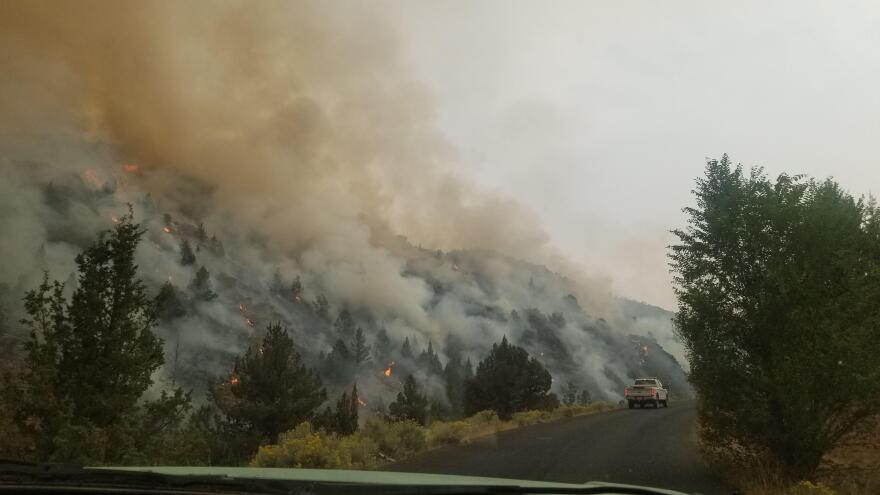 The Brattain Fire, burning near Collier Memorial State Park in Chiloquin, Ore.