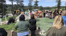 Members of the Sun’aq Tribe and Alutiiq Museum gather for burial of four Native ancestors on June 6, 2022 (Photo courtesy: Alutiiq Museum).