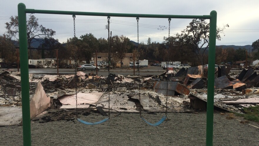 A swing set is all that remains in the backyard of a house in Middletown, Calif., after a devastating wildfire. Birth certificates and marriage licenses were among the important things destroyed.