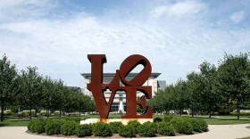 Robert Indiana's LOVE sculpture outside the Indianapolis Museum of Art