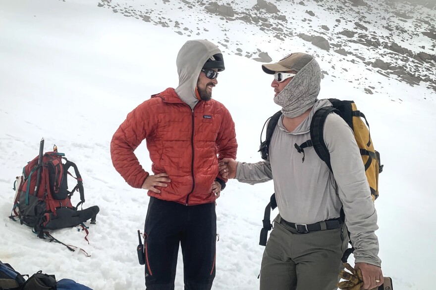 Mark Morrissey (right) and Mike Madden (left) on Mount Shasta, June 6th 2022.