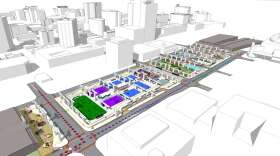 The transportation and urban design plan for Orlando includes a park under I-4. Image: City of Orlando