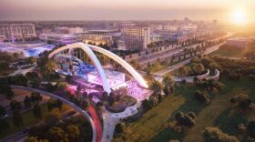 Renderings of an Arc over the Gas Plant district. 