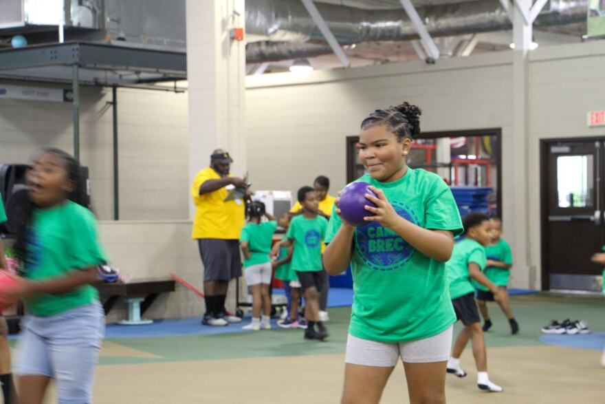 Campers between the ages of 5 and 10 play dodgeball at North Sherwood Forest Community Park in Baton Rouge on June 2, 2026.