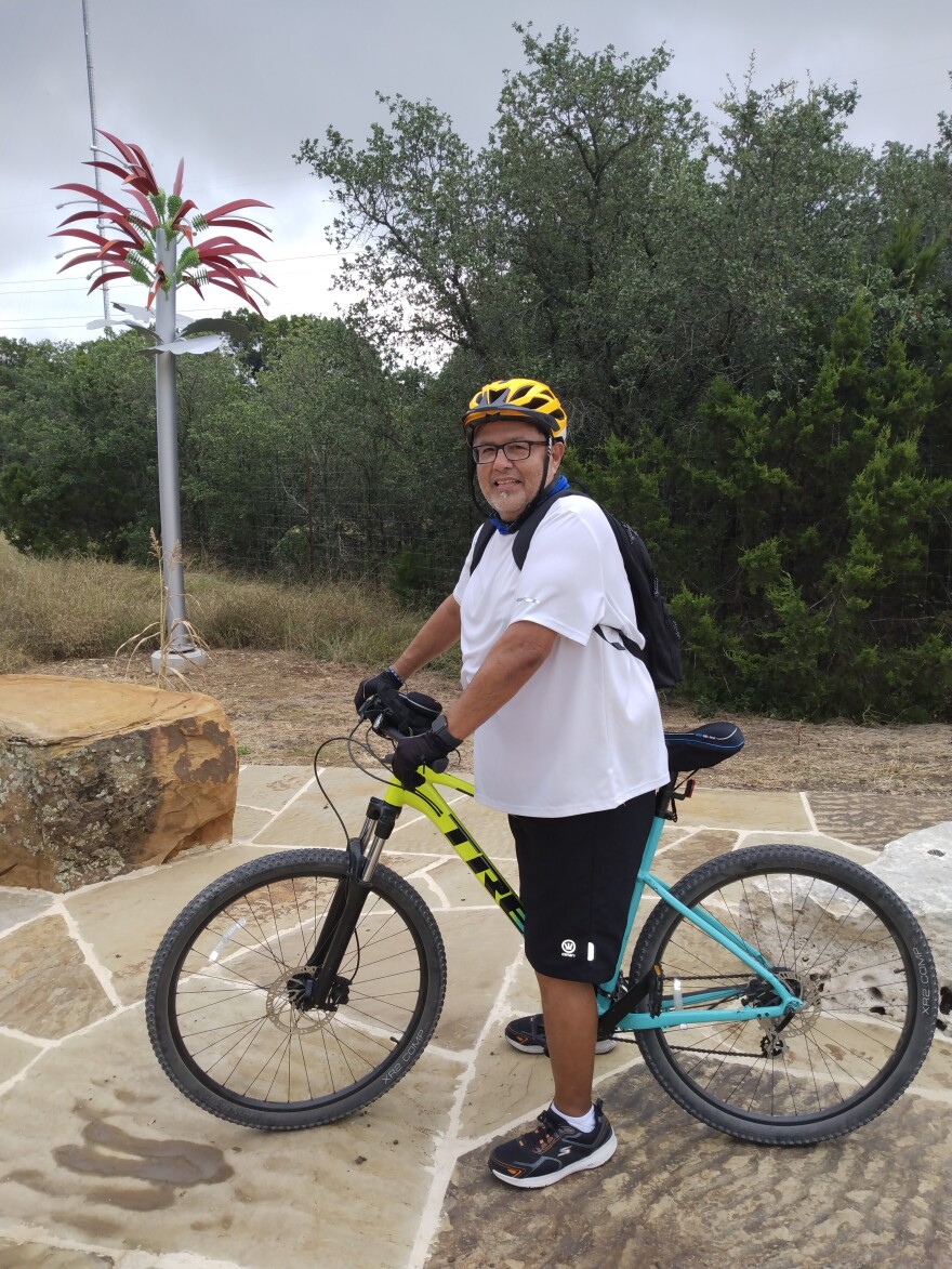 Xavier DeHoyos, who took up cycling as a way to stay healthy after vascular bypass surgery, rides the trails everyday unless it rains.