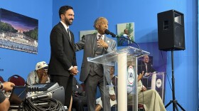 Zohran Mamdani is seen at National Action Network headquarters with the Rev. Al Sharpton after his primary win in New York City's mayoral race.