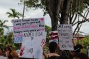 Signs made by students at the Leilehua High School protest on Friday, Feb. 6, 2026.