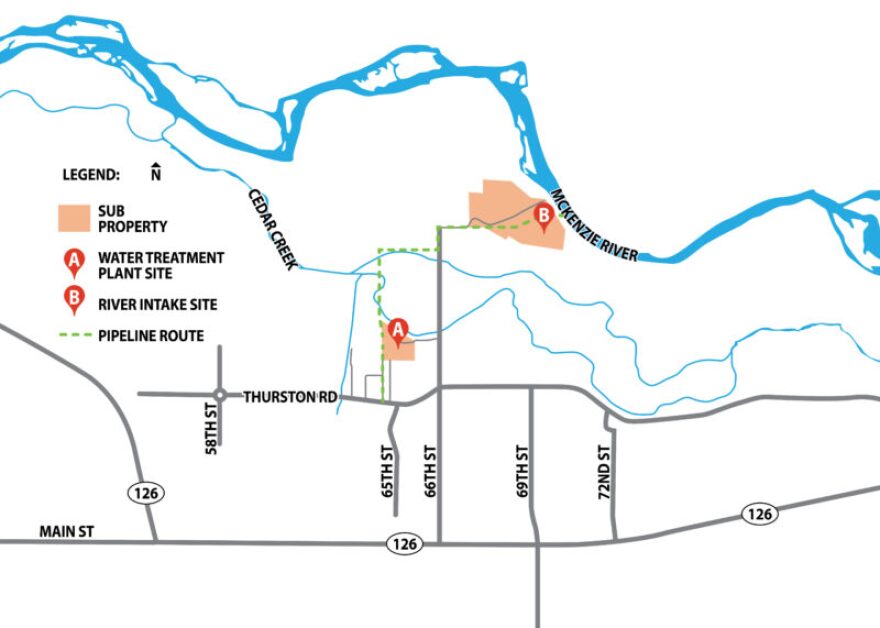 This map shows SUB's McKenzie River Water Supply Project.