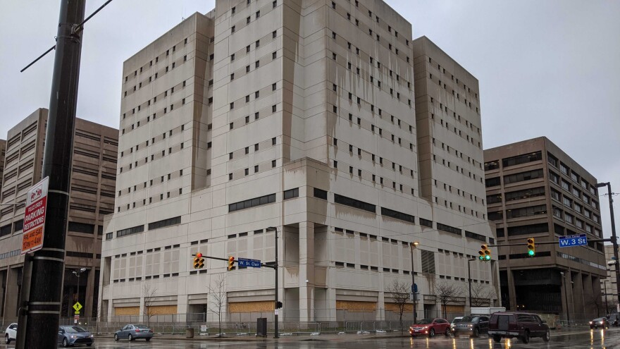 The jail in Downtown Cleveland has been the site of several protests and the source of lawsuits and indictments since in the last three years. [Matthew Richmond / ideastream]