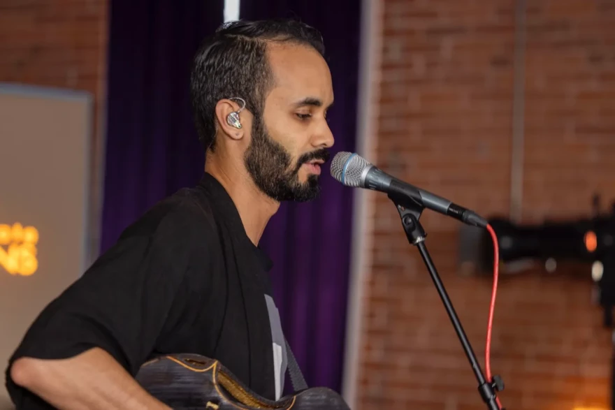 Jake Blount performs at Big Nice Studio for Ocean State Sessions, a series of performances on Rhode Island PBS.