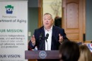 Pennsylvania Secretary of Aging Jason Kavulich speaks at the Emporium Senior Center on July 23, 2025, announcing a $3 million investment to support renovations and upgrades at Senior Community Centers statewide.