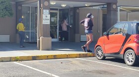 Residents and housing activists were at the Days Inn Monday.