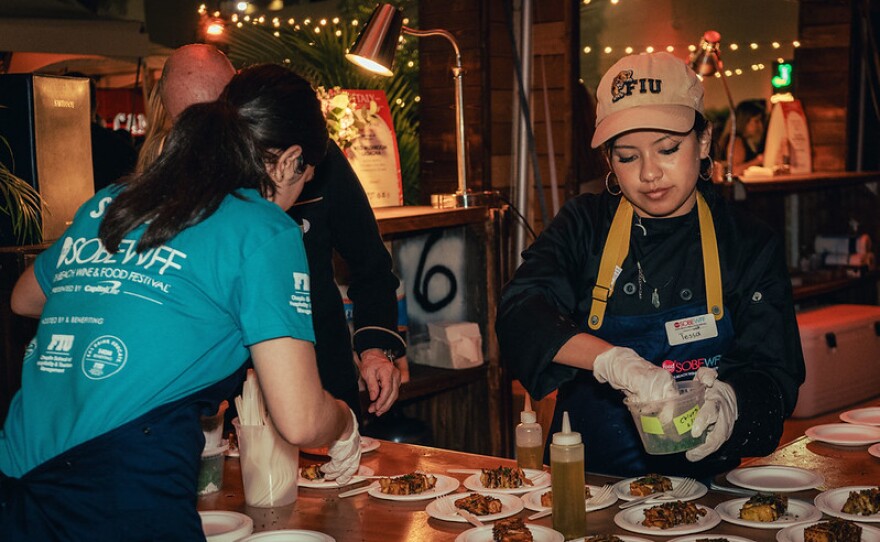 FIU hospitality students working the South Beach Wine and Food Festival in 2025