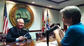 Tampa Mayor Bob Buckhorn (L) and Florida Matters Host Carson Cooper (R) in the mayor's conference room at Tampa City Hall Annex.