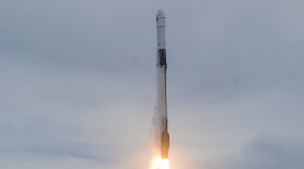 A SpaceX Falcon 9 rocket with a crew of four launches from pad 40 at the Cape Canaveral Space Force Station in Cape Canaveral, Fla., Thursday, Oct. 1, 2026.