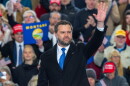 Vice President JD Vance says goodbye to the crowd at his rally in support of Montana's Republican congressional candidates ahead of the midterm elections in an airport hangar in Belgrade, Mont., on October 26, 2026.