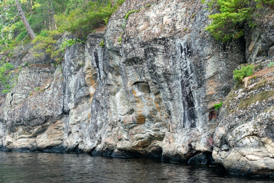 A rock formation on Crane Lake referred to as "the face in the rock" or "the Old Man" in Crane Lake on June 6, 2025.
