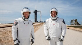 NASA astronauts Douglas Hurley, left, and Robert Behnken returned to Earth on Sunday after blasting off to the International Space Station in the SpaceX Crew Dragon spacecraft in May.