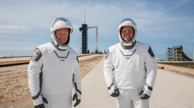 NASA astronauts Douglas Hurley, left, and Robert Behnken returned to Earth on Sunday after blasting off to the International Space Station in the SpaceX Crew Dragon spacecraft in May.