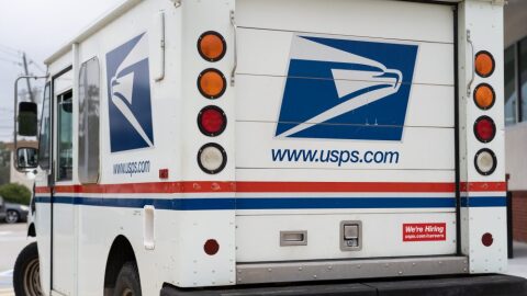 Pictured is a mail delivery truck for the United States Postal Service.